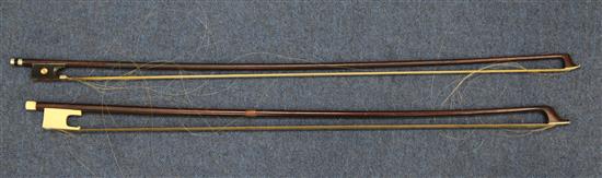 An English Dodd violin or cello bow & another bow